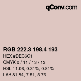 カラーコード: RGB 222.3 198.4 193 | qconv.com