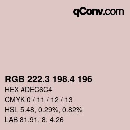 カラーコード: RGB 222.3 198.4 196 | qconv.com