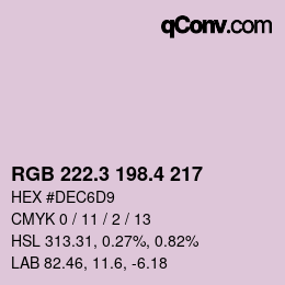 カラーコード: RGB 222.3 198.4 217 | qconv.com