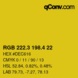 カラーコード: RGB 222.3 198.4 22 | qconv.com