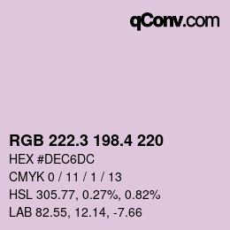 カラーコード: RGB 222.3 198.4 220 | qconv.com