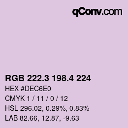 カラーコード: RGB 222.3 198.4 224 | qconv.com