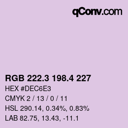カラーコード: RGB 222.3 198.4 227 | qconv.com