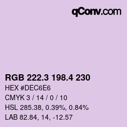 カラーコード: RGB 222.3 198.4 230 | qconv.com
