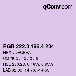 カラーコード: RGB 222.3 198.4 234 | qconv.com