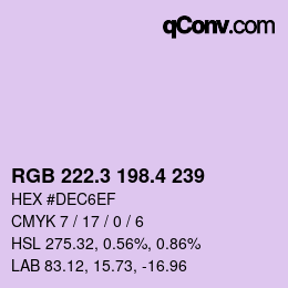 カラーコード: RGB 222.3 198.4 239 | qconv.com