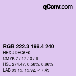 カラーコード: RGB 222.3 198.4 240 | qconv.com