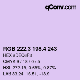 カラーコード: RGB 222.3 198.4 243 | qconv.com