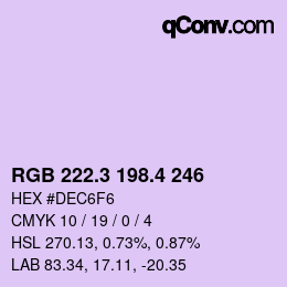 カラーコード: RGB 222.3 198.4 246 | qconv.com