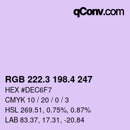カラーコード: RGB 222.3 198.4 247 | qconv.com