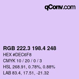 カラーコード: RGB 222.3 198.4 248 | qconv.com