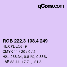 カラーコード: RGB 222.3 198.4 249 | qconv.com