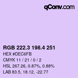 カラーコード: RGB 222.3 198.4 251 | qconv.com