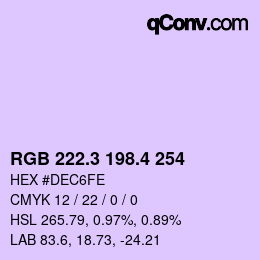 カラーコード: RGB 222.3 198.4 254 | qconv.com