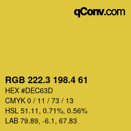 カラーコード: RGB 222.3 198.4 61 | qconv.com
