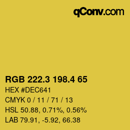 カラーコード: RGB 222.3 198.4 65 | qconv.com