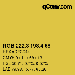 カラーコード: RGB 222.3 198.4 68 | qconv.com