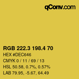 カラーコード: RGB 222.3 198.4 70 | qconv.com
