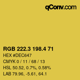 カラーコード: RGB 222.3 198.4 71 | qconv.com