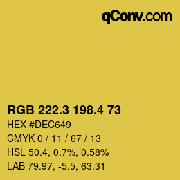 カラーコード: RGB 222.3 198.4 73 | qconv.com