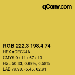 カラーコード: RGB 222.3 198.4 74 | qconv.com
