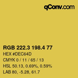 カラーコード: RGB 222.3 198.4 77 | qconv.com