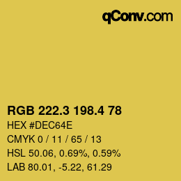 カラーコード: RGB 222.3 198.4 78 | qconv.com