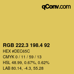 カラーコード: RGB 222.3 198.4 92 | qconv.com
