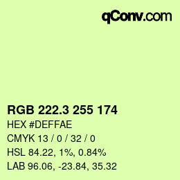 カラーコード: RGB 222.3 255 174 | qconv.com