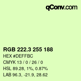 カラーコード: RGB 222.3 255 188 | qconv.com