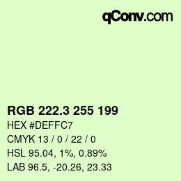カラーコード: RGB 222.3 255 199 | qconv.com