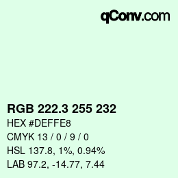 カラーコード: RGB 222.3 255 232 | qconv.com