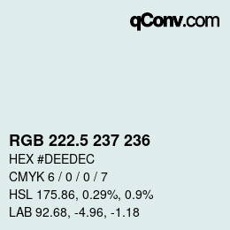 Code couleur: RGB 222.5 237 236 | qconv.com
