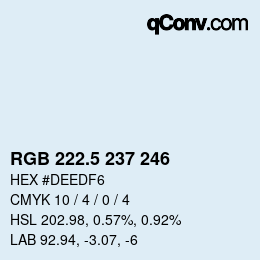Color code: RGB 222.5 237 246 | qconv.com