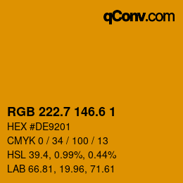 カラーコード: RGB 222.7 146.6 1 | qconv.com