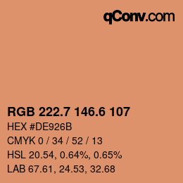カラーコード: RGB 222.7 146.6 107 | qconv.com