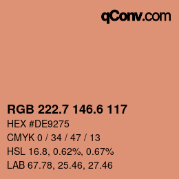カラーコード: RGB 222.7 146.6 117 | qconv.com