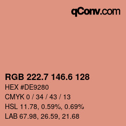 カラーコード: RGB 222.7 146.6 128 | qconv.com