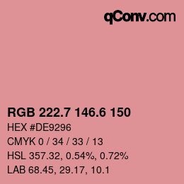 カラーコード: RGB 222.7 146.6 150 | qconv.com