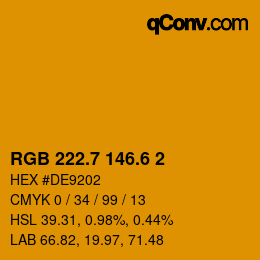 カラーコード: RGB 222.7 146.6 2 | qconv.com