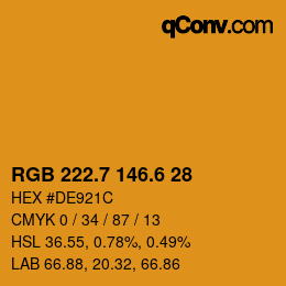 カラーコード: RGB 222.7 146.6 28 | qconv.com