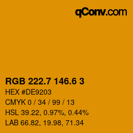 カラーコード: RGB 222.7 146.6 3 | qconv.com