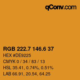 カラーコード: RGB 222.7 146.6 37 | qconv.com