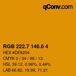 カラーコード: RGB 222.7 146.6 4 | qconv.com