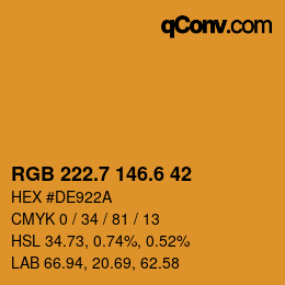 カラーコード: RGB 222.7 146.6 42 | qconv.com