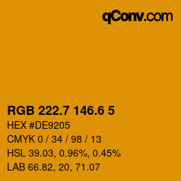 カラーコード: RGB 222.7 146.6 5 | qconv.com