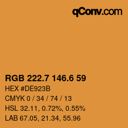 カラーコード: RGB 222.7 146.6 59 | qconv.com