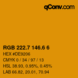 カラーコード: RGB 222.7 146.6 6 | qconv.com