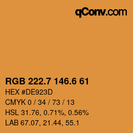 カラーコード: RGB 222.7 146.6 61 | qconv.com