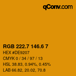 カラーコード: RGB 222.7 146.6 7 | qconv.com
